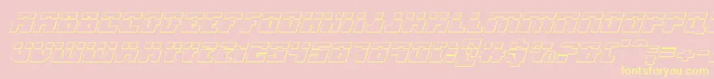 MicronianLaser3DItalic-fontti – keltaiset fontit vaaleanpunaisella taustalla