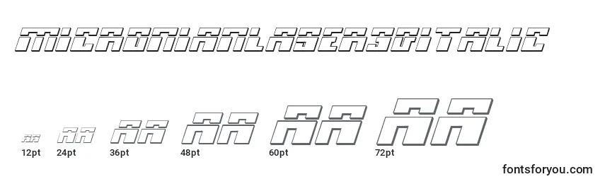 Размеры шрифта MicronianLaser3DItalic