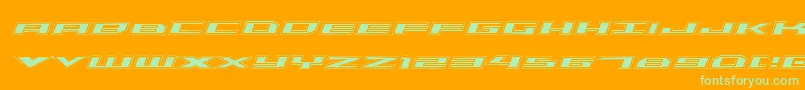 Triremeacadital-Schriftart – Grüne Schriften auf orangefarbenem Hintergrund