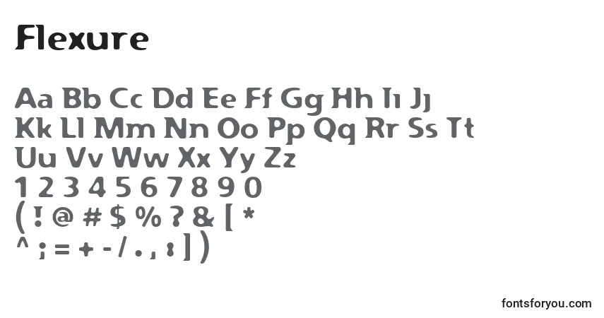 A fonte Flexure – alfabeto, números, caracteres especiais