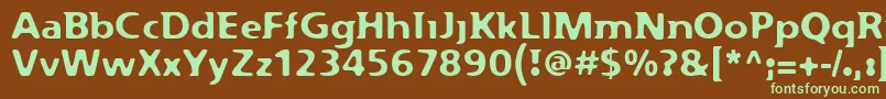フォントFlexure – 緑色の文字が茶色の背景にあります。