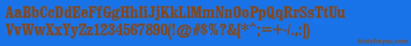 ClarendonCondensedРџРѕР»СѓР¶РёСЂРЅС‹Р№ Font – Brown Fonts on Blue Background