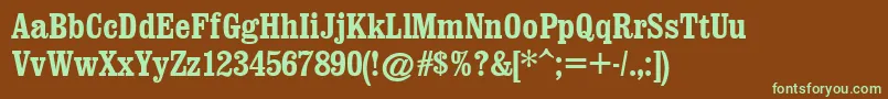 ClarendonCondensedРџРѕР»СѓР¶РёСЂРЅС‹Р№-Schriftart – Grüne Schriften auf braunem Hintergrund
