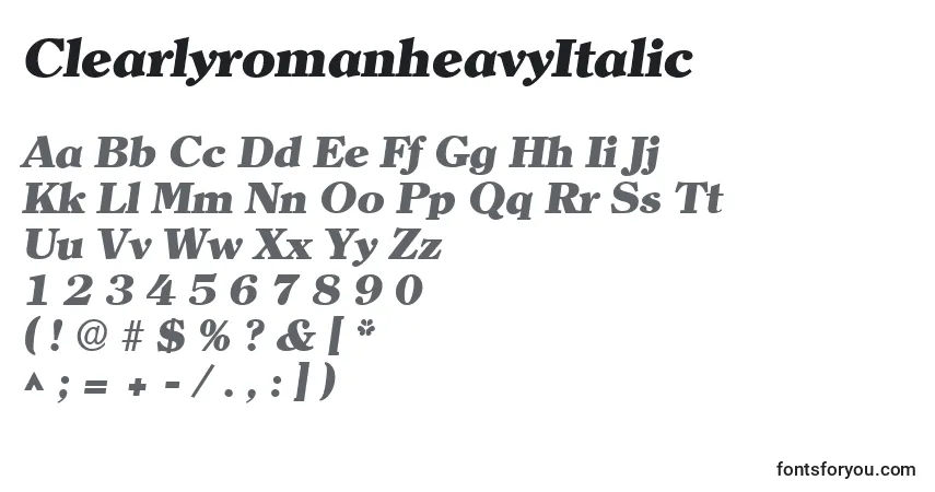 ClearlyromanheavyItalic-fontti – aakkoset, numerot, erikoismerkit