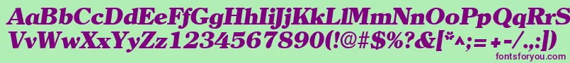 ClearlyromanheavyItalic Font – Purple Fonts on Green Background