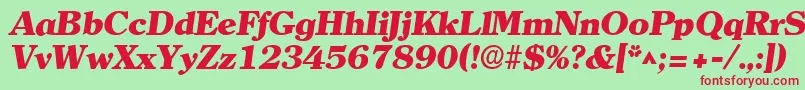 Fonte ClearlyromanheavyItalic – fontes vermelhas em um fundo verde