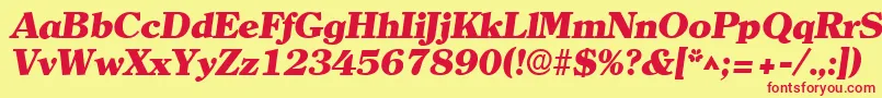 ClearlyromanheavyItalic Font – Red Fonts on Yellow Background