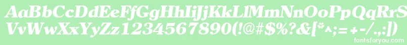 Fonte ClearlyromanheavyItalic – fontes brancas em um fundo verde