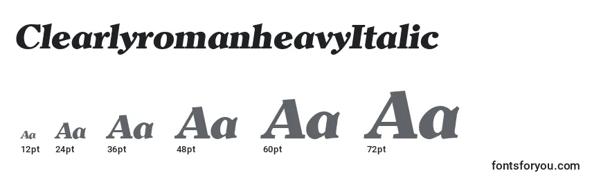 Размеры шрифта ClearlyromanheavyItalic