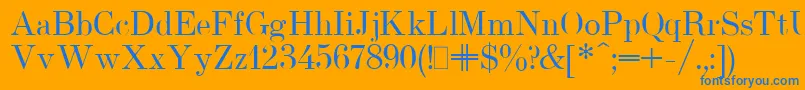 UsualNewPlain.001.001-fontti – siniset fontit oranssilla taustalla