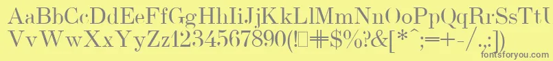 UsualNewPlain.001.001-fontti – harmaat kirjasimet keltaisella taustalla