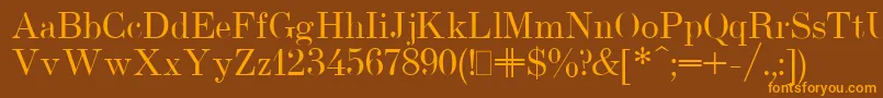 UsualNewPlain.001.001-fontti – oranssit fontit ruskealla taustalla