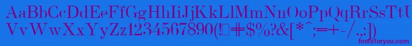 Czcionka UsualNewPlain.001.001 – fioletowe czcionki na niebieskim tle