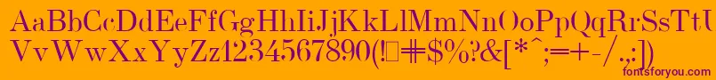 UsualNewPlain.001.001-fontti – violetit fontit oranssilla taustalla