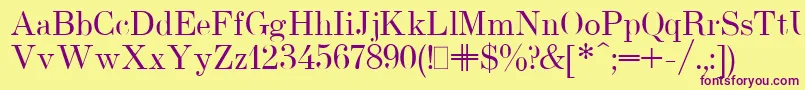 フォントUsualNewPlain.001.001 – 紫色のフォント、黄色の背景