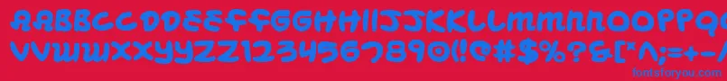 Mbeansb-Schriftart – Blaue Schriften auf rotem Hintergrund