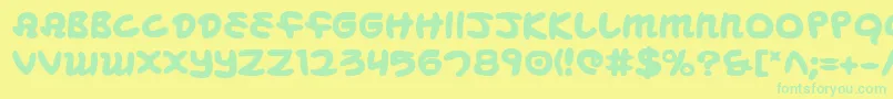 フォントMbeansb – 黄色い背景に緑の文字