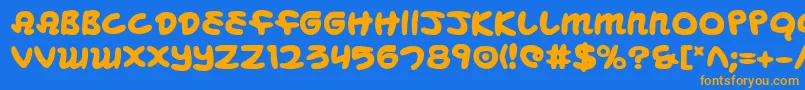 フォントMbeansb – オレンジ色の文字が青い背景にあります。