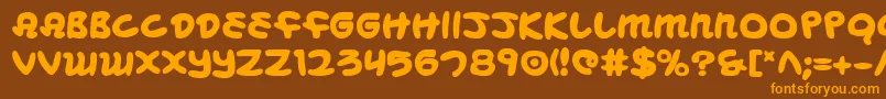 フォントMbeansb – オレンジ色の文字が茶色の背景にあります。
