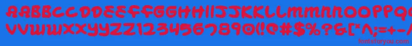 フォントMbeansb – 赤い文字の青い背景