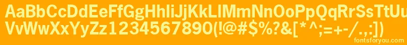 MacroSsiBold-Schriftart – Gelbe Schriften auf orangefarbenem Hintergrund