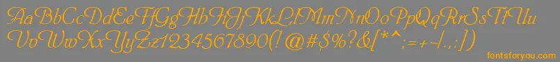 Heinrichscript-Schriftart – Orangefarbene Schriften auf grauem Hintergrund