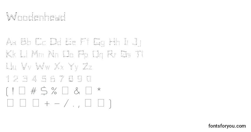 A fonte Woodenhead – alfabeto, números, caracteres especiais