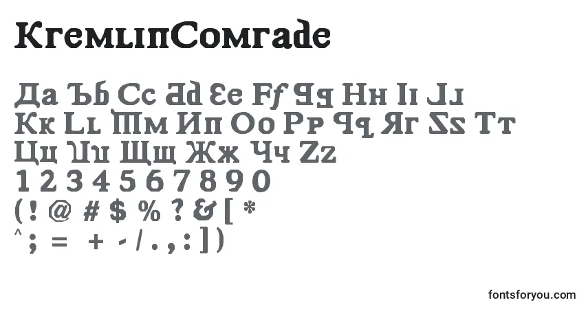 Czcionka KremlinComrade – alfabet, cyfry, specjalne znaki