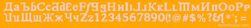 KremlinComrade-fontti – vaaleanpunaiset fontit oranssilla taustalla
