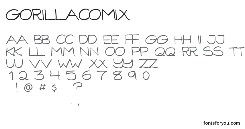 Schriftart GorillaComix – Alphabet, Zahlen, spezielle Symbole