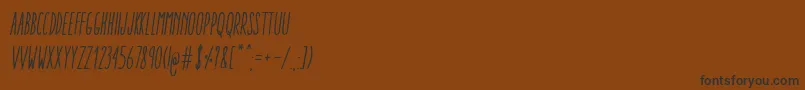 AracneUltraCondensedRegularItalic-Schriftart – Schwarze Schriften auf braunem Hintergrund