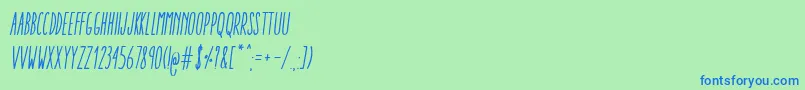 Шрифт AracneUltraCondensedRegularItalic – синие шрифты на зелёном фоне