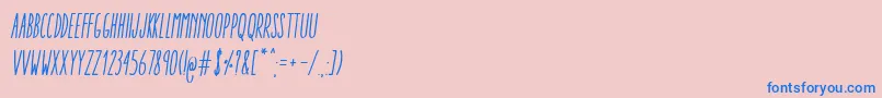 AracneUltraCondensedRegularItalic-Schriftart – Blaue Schriften auf rosa Hintergrund