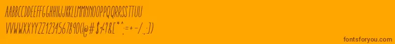 Police AracneUltraCondensedRegularItalic – polices brunes sur fond orange