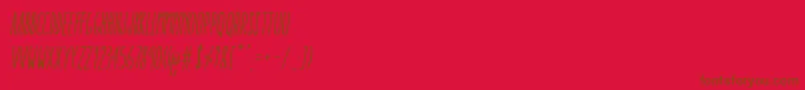 Więcej informacji o czcionce AracneUltraCondensedRegularItalic Czcionka AracneUltraCondensedRegularItalic – brązowe czcionki na czerwonym tle