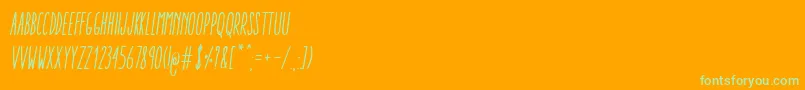 Police AracneUltraCondensedRegularItalic – polices vertes sur fond orange