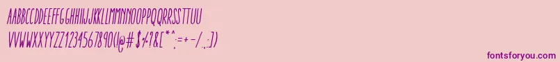 AracneUltraCondensedRegularItalic-Schriftart – Violette Schriften auf rosa Hintergrund