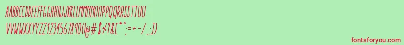 AracneUltraCondensedRegularItalic Font – Red Fonts on Green Background