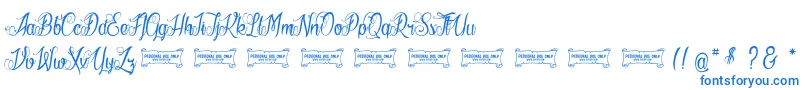 LaCitРІDesMilleReines-Schriftart – Blaue Schriften auf weißem Hintergrund