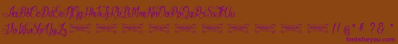 LaCitРІDesMilleReines-Schriftart – Violette Schriften auf braunem Hintergrund