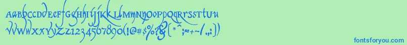 フォントClericaMedium – 青い文字は緑の背景です。