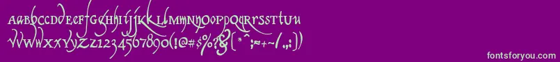 フォントClericaMedium – 紫の背景に緑のフォント