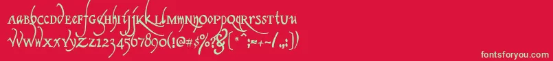 フォントClericaMedium – 赤い背景に緑の文字