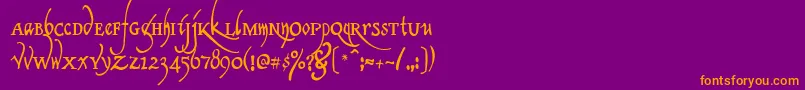 ClericaMedium-fontti – oranssit fontit violetilla taustalla