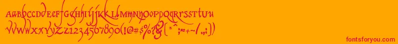 ClericaMedium-Schriftart – Rote Schriften auf orangefarbenem Hintergrund