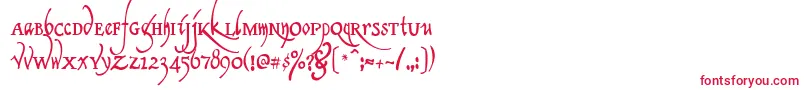 フォントClericaMedium – 白い背景に赤い文字