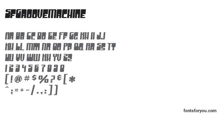 A fonte SfGrooveMachine – alfabeto, números, caracteres especiais