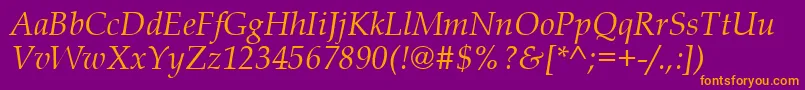 BookAntiquaРљСѓСЂСЃРёРІ Font – Orange Fonts on Purple Background