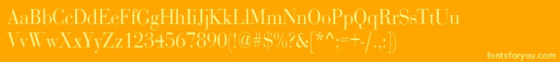 RothnicndNorma-Schriftart – Gelbe Schriften auf orangefarbenem Hintergrund