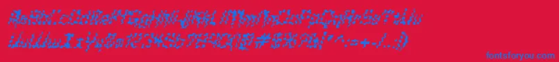 フォントGlaukp – 赤い背景に青い文字